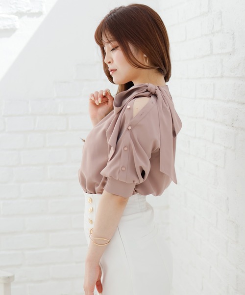 LIPSERVICE（リップサービス）の「サイドリボンハーフブラウス（シャツ/ブラウス・レディース・その他2/モカ/その他1/アイボリー・FREE）」の8枚目の写真