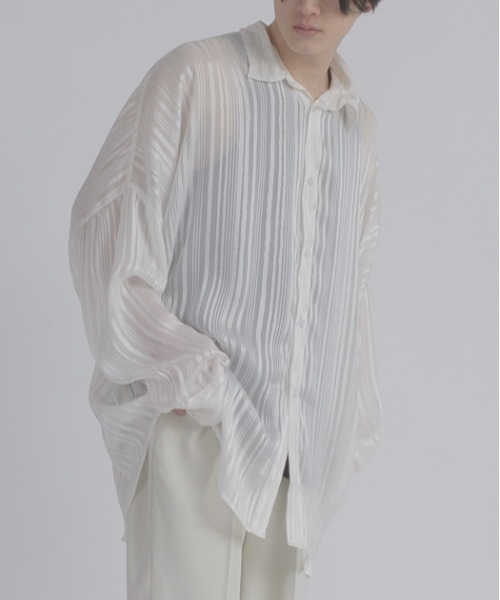 REGIEVO(レジエボ)の「REGIEVO ストライプシースルーシャツ(シャツ/ブラウス・メンズ・ブラック/オフホワイト・M/L)」の21枚目の写真