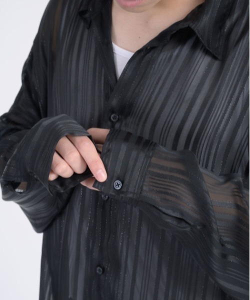 REGIEVO(レジエボ)の「REGIEVO ストライプシースルーシャツ(シャツ/ブラウス・メンズ・ブラック/オフホワイト・M/L)」の18枚目の写真