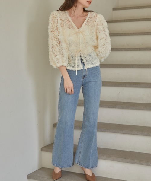 CUT(カット)の「Floret lace カーディガン(カーディガン/ボレロ・レディース・ブラック/ホワイト・FREE)」の16枚目の写真