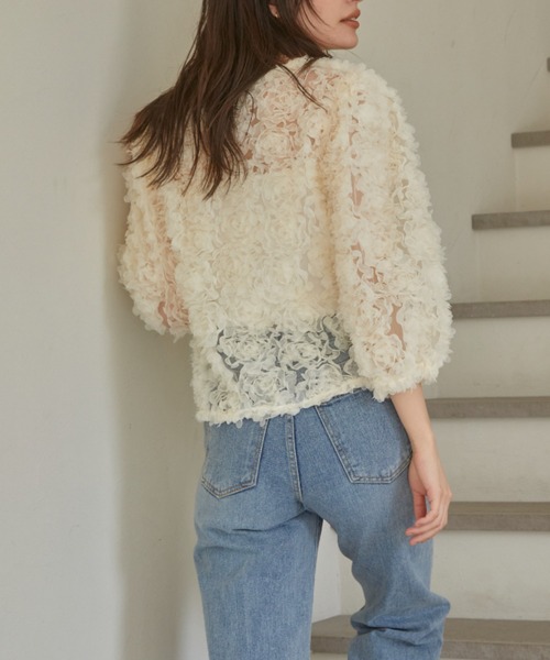 CUT(カット)の「Floret lace カーディガン(カーディガン/ボレロ・レディース・ブラック/ホワイト・FREE)」の5枚目の写真