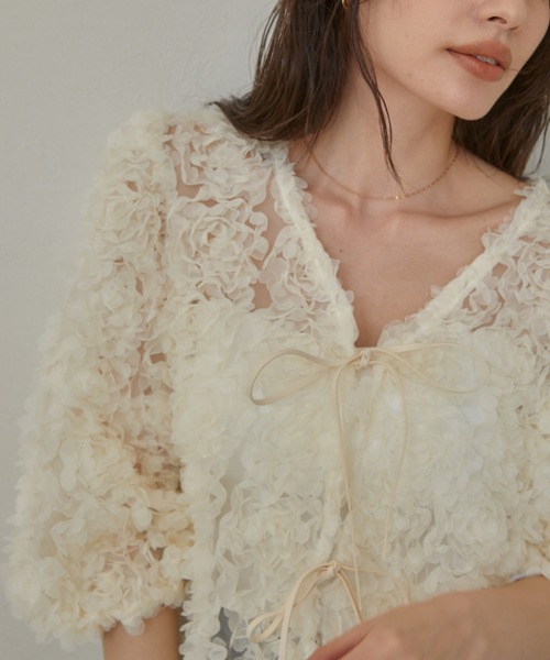CUT(カット)の「Floret lace カーディガン(カーディガン/ボレロ・レディース・ブラック/ホワイト・FREE)」の14枚目の写真