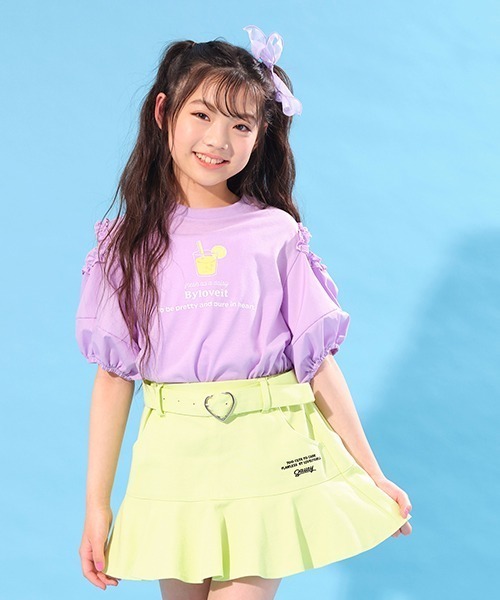 by LOVEiT(バイラビット)の「ぽわんスリーブアソートTシャツ(Tシャツ/カットソー・キッズ・サックスブルー/オフホワイト/ラベンダー/ブラック・130cm/140cm/120cm/150cm/160cm)」の1枚目の写真