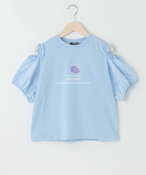 by LOVEiT(バイラビット)の「ぽわんスリーブアソートTシャツ(Tシャツ/カットソー・キッズ・サックスブルー/オフホワイト/ラベンダー/ブラック・130cm/140cm/120cm/150cm/160cm)」の4枚目の写真