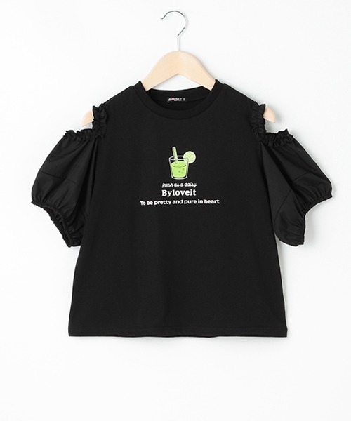 by LOVEiT(バイラビット)の「ぽわんスリーブアソートTシャツ(Tシャツ/カットソー・キッズ・サックスブルー/オフホワイト/ラベンダー/ブラック・130cm/140cm/120cm/150cm/160cm)」の3枚目の写真