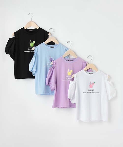 by LOVEiT(バイラビット)の「ぽわんスリーブアソートTシャツ(Tシャツ/カットソー・キッズ・サックスブルー/オフホワイト/ラベンダー/ブラック・130cm/140cm/120cm/150cm/160cm)」の12枚目の写真