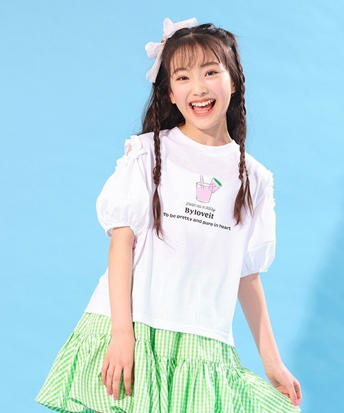 by LOVEiT(バイラビット)の「ぽわんスリーブアソートTシャツ(Tシャツ/カットソー・キッズ・サックスブルー/オフホワイト/ラベンダー/ブラック・130cm/140cm/120cm/150cm/160cm)」の15枚目の写真