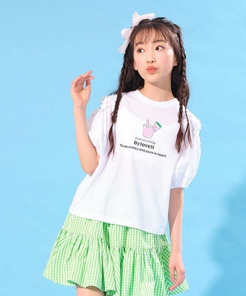 by LOVEiT(バイラビット)の「ぽわんスリーブアソートTシャツ(Tシャツ/カットソー・キッズ・サックスブルー/オフホワイト/ラベンダー/ブラック・130cm/140cm/120cm/150cm/160cm)」の16枚目の写真