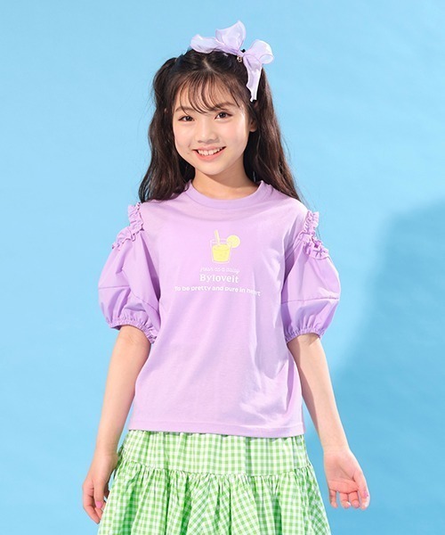 by LOVEiT(バイラビット)の「ぽわんスリーブアソートTシャツ(Tシャツ/カットソー・キッズ・サックスブルー/オフホワイト/ラベンダー/ブラック・130cm/140cm/120cm/150cm/160cm)」の17枚目の写真