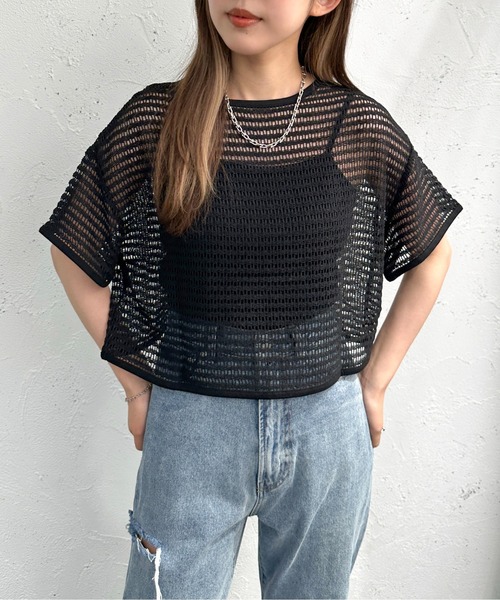 apres jour mignon(アプレジュールミニョン)の「カットショートメッシュトップス【ZOZOTOWN限定アイテム】(Tシャツ/カットソー・レディース・オフホワイト/ブラック/ブルー/ミント/パープル・X-LARGE/フリー)」の17枚目の写真