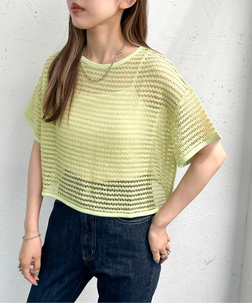 apres jour mignon(アプレジュールミニョン)の「カットショートメッシュトップス【ZOZOTOWN限定アイテム】(Tシャツ/カットソー・レディース・オフホワイト/ブラック/ブルー/ミント/パープル・X-LARGE/フリー)」の12枚目の写真