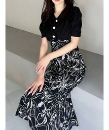 パフスリーブマーメイドワンピース