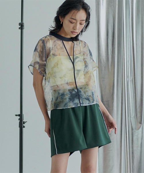 miette（ミエット）の「サイドラインジャージショートパンツ（その他パンツ・レディース・グレー/ダークグリーン/ネイビー・FREE）」の7枚目の写真