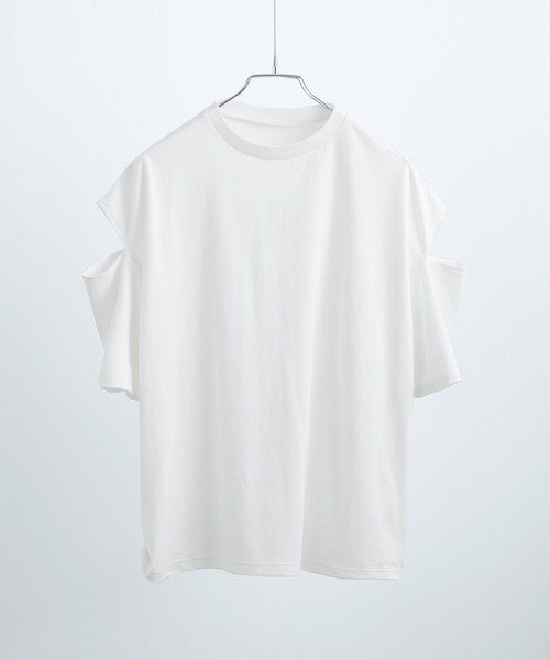 Fashion Letter(ファッションレター)の「カットアウト ビッグ5分袖Tシャツ(Tシャツ/カットソー・レディース・ブラック/アイボリー/グレイッシュベージュ・M)」の11枚目の写真