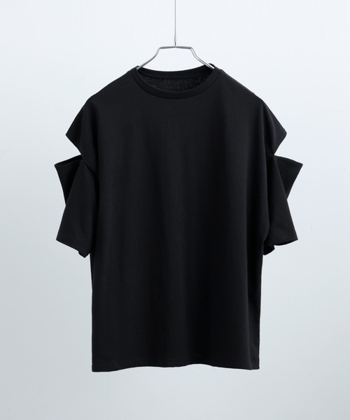 k*n様 andmaryブラックカットアウトTシャツ セール】wide cut-off crew-neck S/S（Tシャツ/カットソー