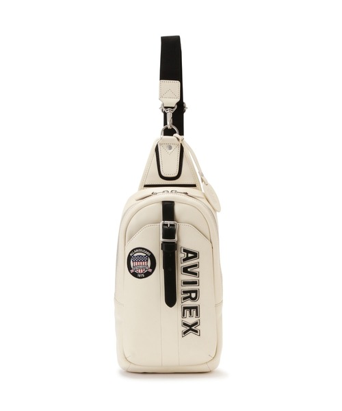 AVIREX（アヴィレックス）の「VARSITY LEATHER ONE SHOULDER BAG/ バーシティーレザーワンショルダーバッグＡＶＸ５６２９（ショルダーバッグ・レディース・ブラック/ホワイト系2/ダークブラウン・F）」の2枚目の写真