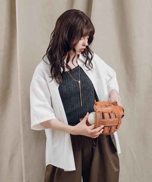 MUHET(ミュエータ)の「ランダムリブタンクトップ(タンクトップ・レディース・チャコールグレー/オフホワイト/サックスブルー・FREE)」の2枚目の写真