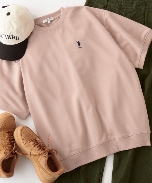 U.S. POLO ASSN.(ユーエスポロアッスン)の「U.S. POLO ASSN. / ユーエスポロアッスン 別注 ビッグシルエット ロゴ刺繍 プルオーバー半袖スウェット(Tシャツ/カットソー・メンズ・ネイビー/ベージュ/ホワイト/ブラック/オートミール/ピンク・S/M/L/XL)」の6枚目の写真
