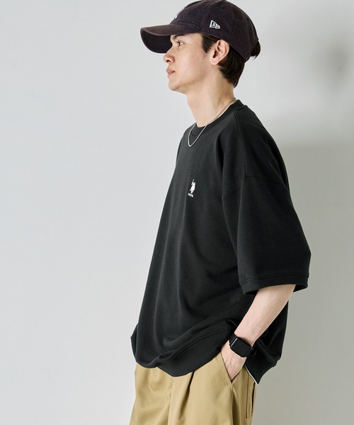 U.S. POLO ASSN.(ユーエスポロアッスン)の「U.S. POLO ASSN. / ユーエスポロアッスン 別注 ビッグシルエット ロゴ刺繍 プルオーバー半袖スウェット(Tシャツ/カットソー・メンズ・ネイビー/ベージュ/ホワイト/ブラック/オートミール/ピンク・S/M/L/XL)」の7枚目の写真