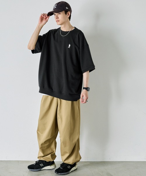 U.S. POLO ASSN.(ユーエスポロアッスン)の「U.S. POLO ASSN. / ユーエスポロアッスン 別注 ビッグシルエット ロゴ刺繍 プルオーバー半袖スウェット(Tシャツ/カットソー・メンズ・ネイビー/ベージュ/ホワイト/ブラック/オートミール/ピンク・S/M/L/XL)」の9枚目の写真