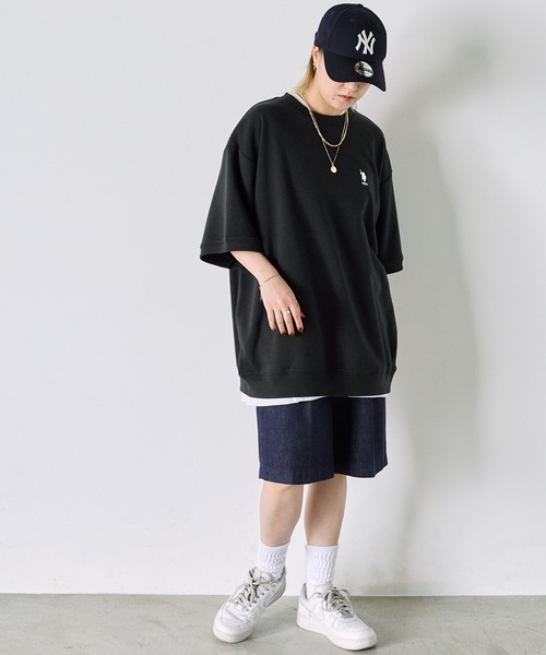 U.S. POLO ASSN.(ユーエスポロアッスン)の「U.S. POLO ASSN. / ユーエスポロアッスン 別注 ビッグシルエット ロゴ刺繍 プルオーバー半袖スウェット(Tシャツ/カットソー・メンズ・ネイビー/ベージュ/ホワイト/ブラック/オートミール/ピンク・S/M/L/XL)」の13枚目の写真
