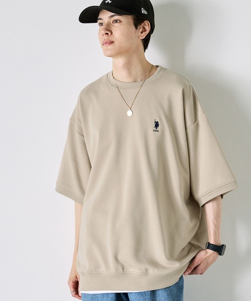 U.S. POLO ASSN.(ユーエスポロアッスン)の「U.S. POLO ASSN. / ユーエスポロアッスン 別注 ビッグシルエット ロゴ刺繍 プルオーバー半袖スウェット(Tシャツ/カットソー・メンズ・ネイビー/ベージュ/ホワイト/ブラック/オートミール/ピンク・S/M/L/XL)」の15枚目の写真