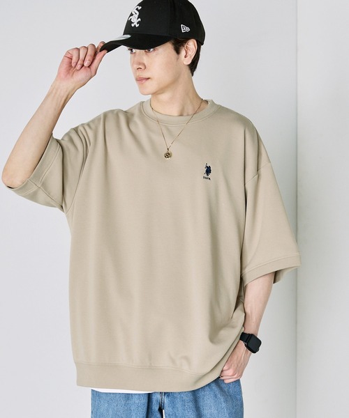 U.S. POLO ASSN.(ユーエスポロアッスン)の「U.S. POLO ASSN. / ユーエスポロアッスン 別注 ビッグシルエット ロゴ刺繍 プルオーバー半袖スウェット(Tシャツ/カットソー・メンズ・ネイビー/ベージュ/ホワイト/ブラック/オートミール/ピンク・S/M/L/XL)」の18枚目の写真