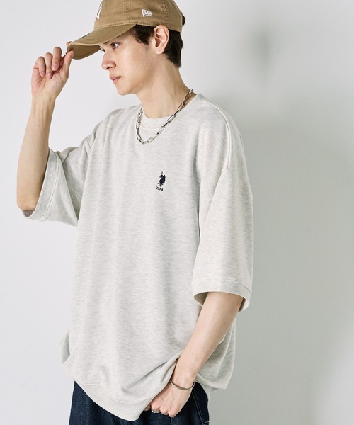 U.S. POLO ASSN.(ユーエスポロアッスン)の「U.S. POLO ASSN. / ユーエスポロアッスン 別注 ビッグシルエット ロゴ刺繍 プルオーバー半袖スウェット(Tシャツ/カットソー・メンズ・ネイビー/ベージュ/ホワイト/ブラック/オートミール/ピンク・S/M/L/XL)」の22枚目の写真