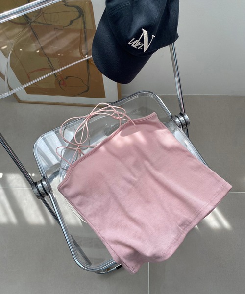 one after another NICE CLAUP(ワンアフターアナザーナイスクラップ)の「ホルター取り外し可能/カップ付きキャミソール(キャミソール・レディース・オートミール/オフホワイト/ピンク/ブラック・FREE)」の2枚目の写真
