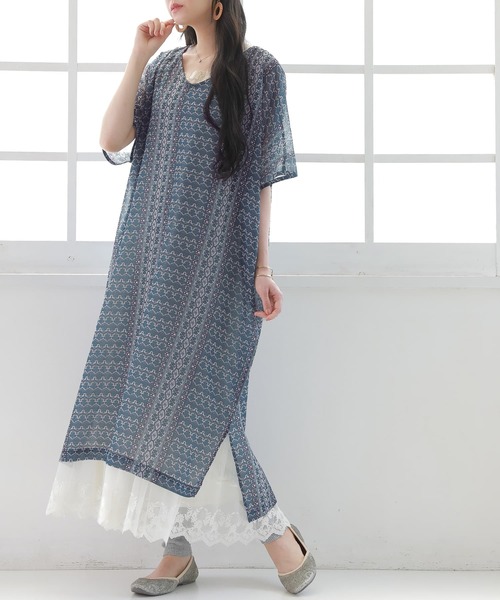 n'OrLABEL(ノアールレーベル)の「【廃盤】『プリントシアーチュニックワンピース』(ワンピース・レディース・ネイビー・FREE)」の8枚目の写真