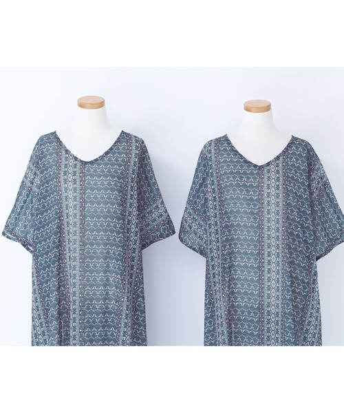 n'OrLABEL(ノアールレーベル)の「【廃盤】『プリントシアーチュニックワンピース』(ワンピース・レディース・ネイビー・FREE)」の18枚目の写真