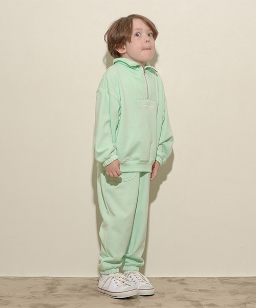 b・ROOM(ビールーム)の「【表コットン毛玉バイバイ】ハーフジップスウェット(スウェット・キッズ・オートミール/チャコール/ピンク/グレイッシュブルー/エメラルド・100cm/110cm/120cm/130cm/140cm/150cm)」の20枚目の写真