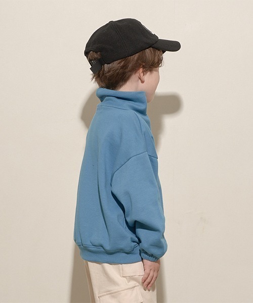 b・ROOM(ビールーム)の「【表コットン毛玉バイバイ】ハーフジップスウェット(スウェット・キッズ・オートミール/チャコール/ピンク/グレイッシュブルー/エメラルド・100cm/110cm/120cm/130cm/140cm/150cm)」の17枚目の写真