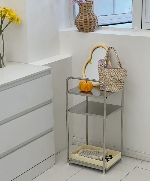 Made in I(メイドインアイ)の「ミッドセンチュリーモダンステンレス三段サイドラック(家具・レディース・シルバー・FREE)」の6枚目の写真