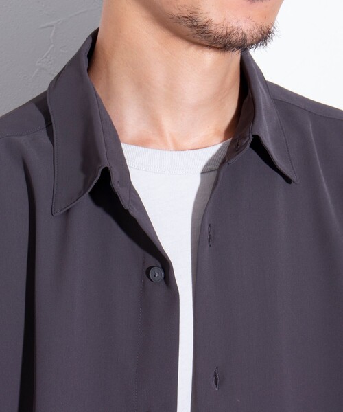 GLOSTER（グロスター）の「【GLOSTER/グロスター】ドレープ半袖シャツ オーバーサイズシャツ レギュラーカラー（シャツ/ブラウス・メンズ・チャコールグレー/アイボリー/ネイビー・S/M/L）」の21枚目の写真