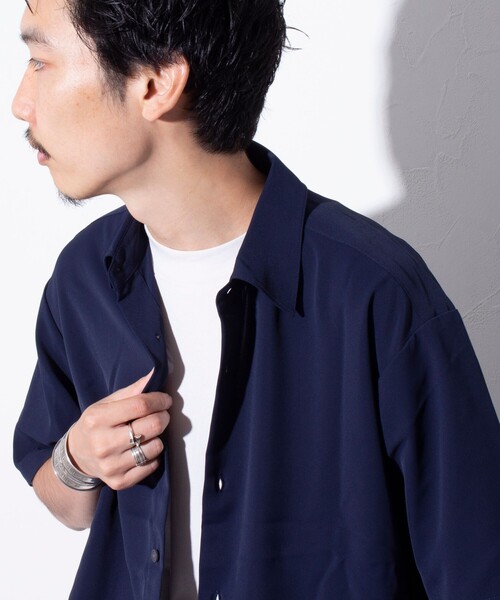 GLOSTER（グロスター）の「【GLOSTER/グロスター】ドレープ半袖シャツ オーバーサイズシャツ レギュラーカラー（シャツ/ブラウス・メンズ・チャコールグレー/アイボリー/ネイビー・S/M/L）」の18枚目の写真