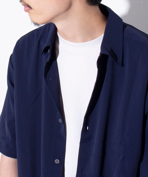 GLOSTER（グロスター）の「【GLOSTER/グロスター】ドレープ半袖シャツ オーバーサイズシャツ レギュラーカラー（シャツ/ブラウス・メンズ・チャコールグレー/アイボリー/ネイビー・S/M/L）」の14枚目の写真