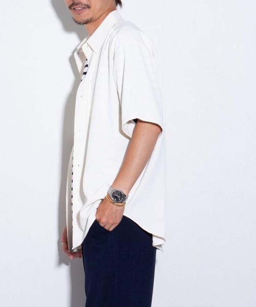 GLOSTER（グロスター）の「【GLOSTER/グロスター】ドレープ半袖シャツ オーバーサイズシャツ レギュラーカラー（シャツ/ブラウス・メンズ・チャコールグレー/アイボリー/ネイビー・S/M/L）」の19枚目の写真