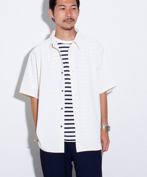 GLOSTER（グロスター）の「【GLOSTER/グロスター】ドレープ半袖シャツ オーバーサイズシャツ レギュラーカラー（シャツ/ブラウス・メンズ・チャコールグレー/アイボリー/ネイビー・S/M/L）」の11枚目の写真