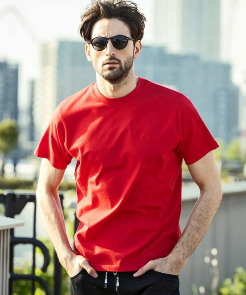 1PIU1UGUALE3  RELAX （ウノピゥウノウグァーレトレ リラックス）の「1PIU1UGUALE3 RELAX(ウノピゥウノウグァーレトレ リラックス)ワンポイントロゴ ロゴ刺繍 ベーシック半袖Tシャツ（Tシャツ/カットソー・メンズ・ネイビー/ホワイト/レッド/ブラック/トップグレー・S/M/XL/L/XXL）」の5枚目の写真