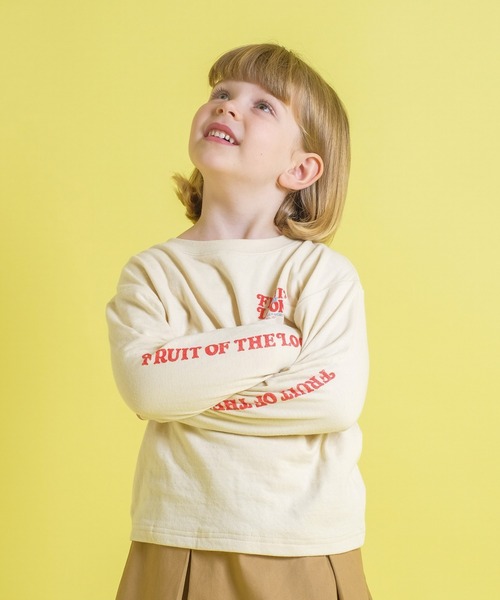 FRUIT OF THE LOOM（フルーツオブザルーム）の「KIDS 接結天竺 長袖 TEE / 長袖 / ロンT / バック / ロゴ / プリント / カジュアル / ユニセックス（Tシャツ/カットソー・キッズ・ホワイト/ブラック・S/M/L）」の5枚目の写真