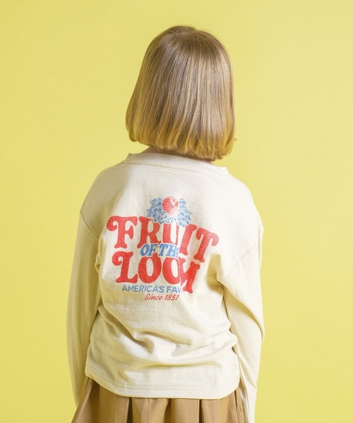 FRUIT OF THE LOOM（フルーツオブザルーム）の「KIDS 接結天竺 長袖 TEE / 長袖 / ロンT / バック / ロゴ / プリント / カジュアル / ユニセックス（Tシャツ/カットソー・キッズ・ホワイト/ブラック・S/M/L）」の6枚目の写真
