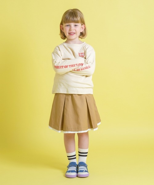 FRUIT OF THE LOOM（フルーツオブザルーム）の「KIDS 接結天竺 長袖 TEE / 長袖 / ロンT / バック / ロゴ / プリント / カジュアル / ユニセックス（Tシャツ/カットソー・キッズ・ホワイト/ブラック・S/M/L）」の9枚目の写真