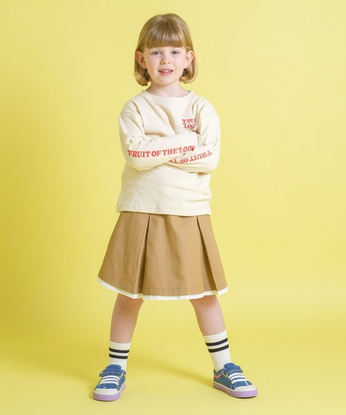 FRUIT OF THE LOOM（フルーツオブザルーム）の「KIDS 接結天竺 長袖 TEE / 長袖 / ロンT / バック / ロゴ / プリント / カジュアル / ユニセックス（Tシャツ/カットソー・キッズ・ホワイト/ブラック・S/M/L）」の11枚目の写真