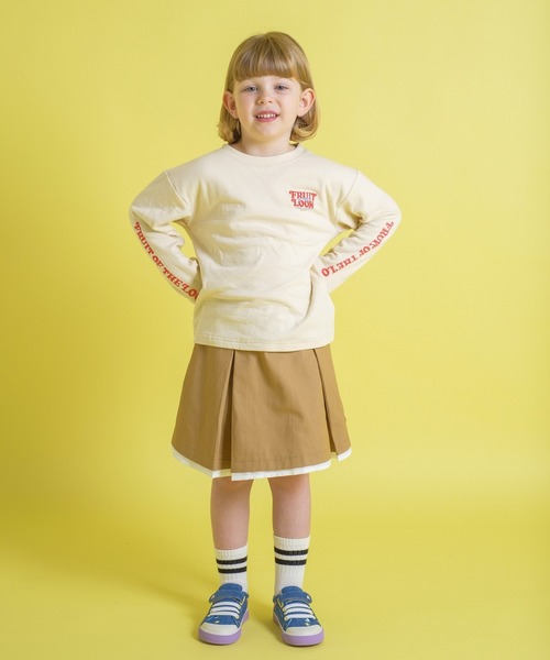 FRUIT OF THE LOOM（フルーツオブザルーム）の「KIDS 接結天竺 長袖 TEE / 長袖 / ロンT / バック / ロゴ / プリント / カジュアル / ユニセックス（Tシャツ/カットソー・キッズ・ホワイト/ブラック・S/M/L）」の10枚目の写真