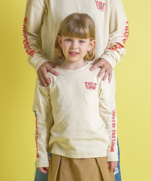 FRUIT OF THE LOOM（フルーツオブザルーム）の「KIDS 接結天竺 長袖 TEE / 長袖 / ロンT / バック / ロゴ / プリント / カジュアル / ユニセックス（Tシャツ/カットソー・キッズ・ホワイト/ブラック・S/M/L）」の14枚目の写真