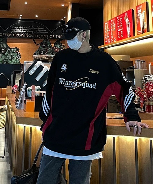 ROOPTOKYO（ループトウキョウ）の「サイドラインクルーネックスウェット レーシング（スウェット・メンズ・ブラック・XL/L/M）」の2枚目の写真