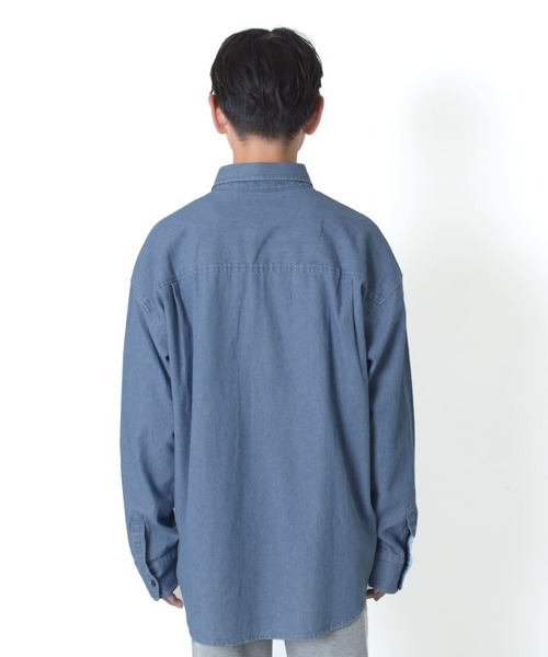 GLAZOS(グラソス)の「デニム・ポケット刺繍長袖シャツ(シャツ/ブラウス・キッズ・ブルー/インディゴブルー・140cm/150cm/160cm/170cm)」の6枚目の写真