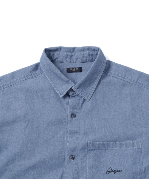 GLAZOS(グラソス)の「デニム・ポケット刺繍長袖シャツ(シャツ/ブラウス・キッズ・ブルー/インディゴブルー・140cm/150cm/160cm/170cm)」の7枚目の写真