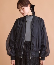 オーガンジーリブブルゾン